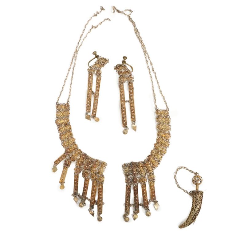 Vintage Middle Eastern style necklace and matching earrings