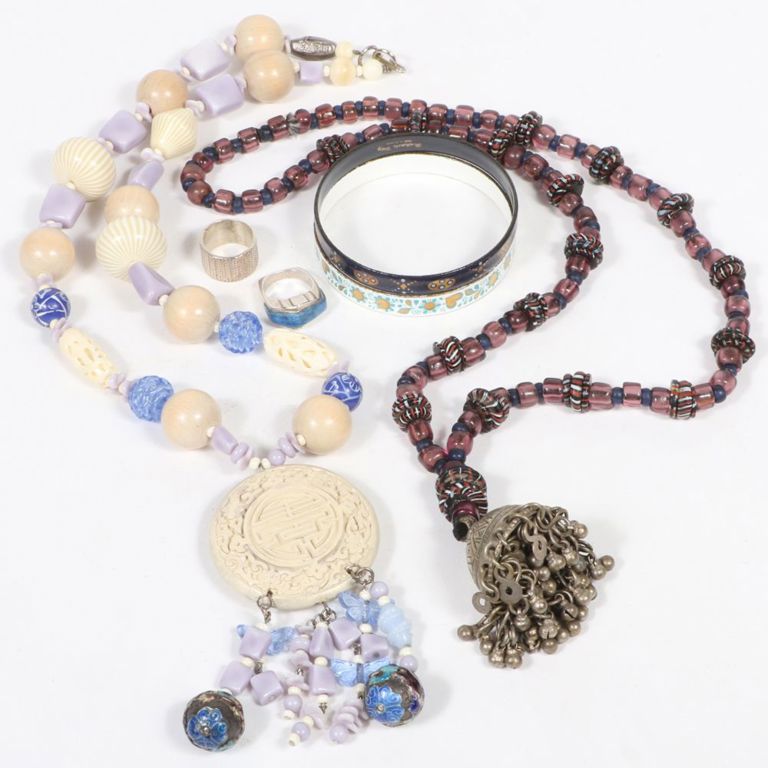 Jewelry set of bracelet, pendant necklaces and two rings