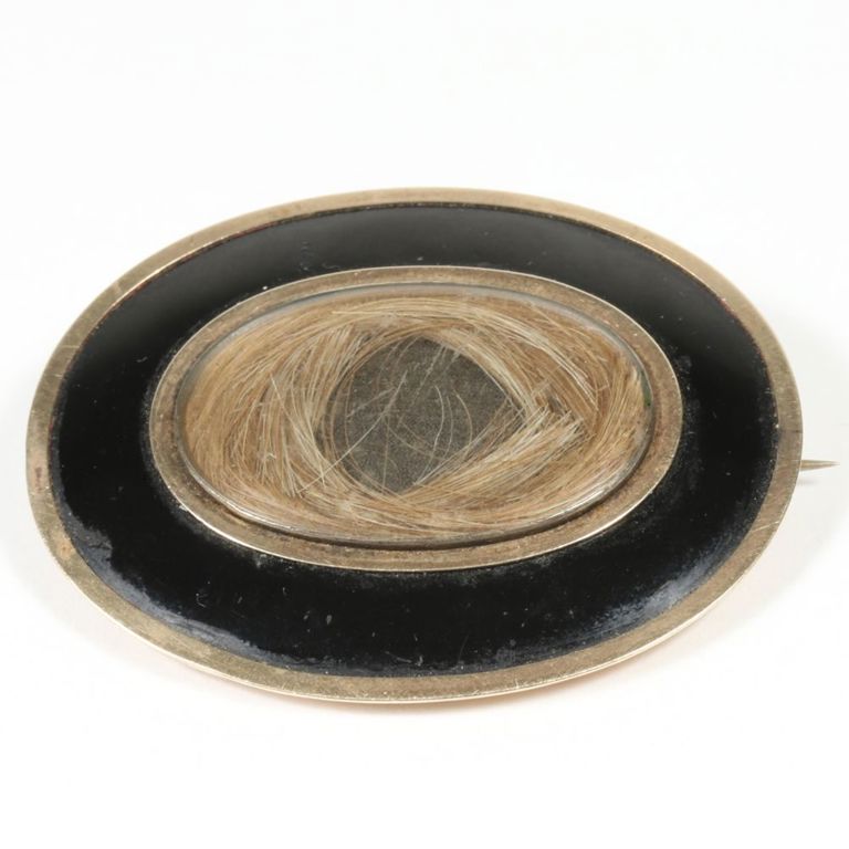10k rose gold mourning brooch with black enamel