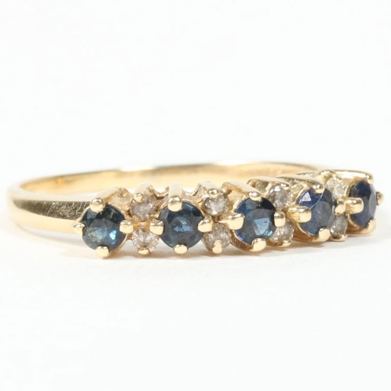 14k yellow gold sapphire with diamond accents ring