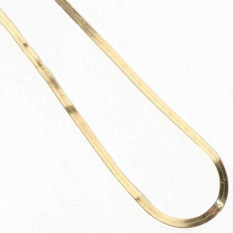 14k yellow gold herringbone chain necklace