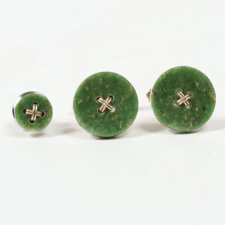 12K gold filled button cufflinks and matching tie tack