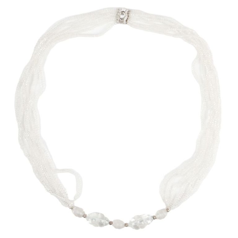 Multi-strand crystal and molded glass necklace with diamante clasp