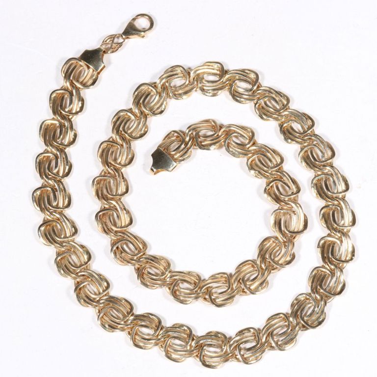 14k yellow gold woven chain choker necklace