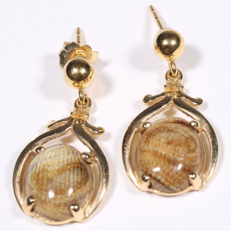 14k yellow gold natural stone dangle earrings