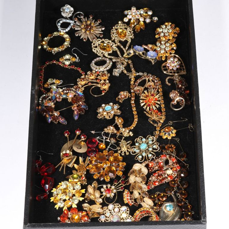 Vintage rhinestone costume jewelry group