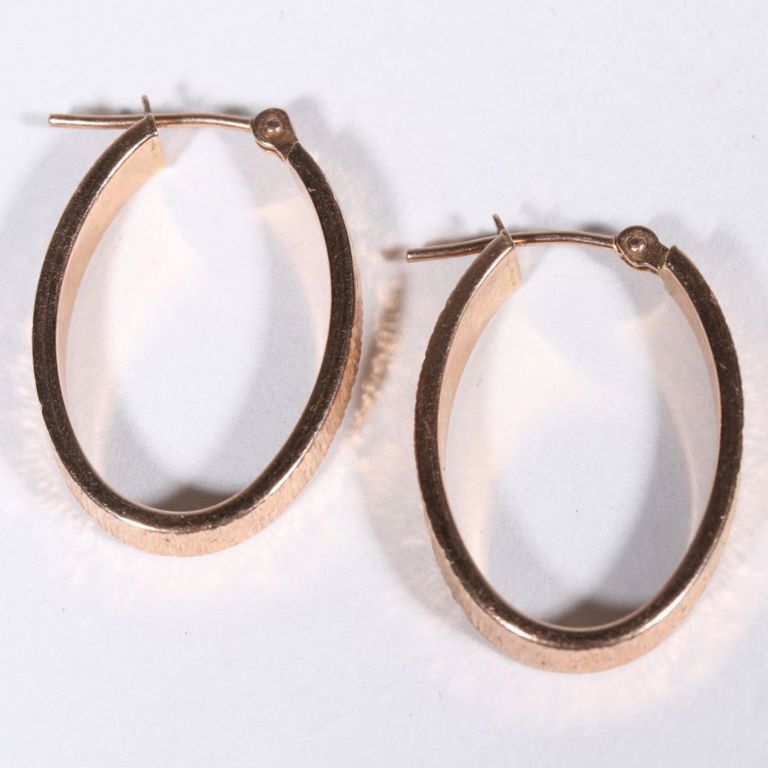 14k rose gold textured hoop earrings