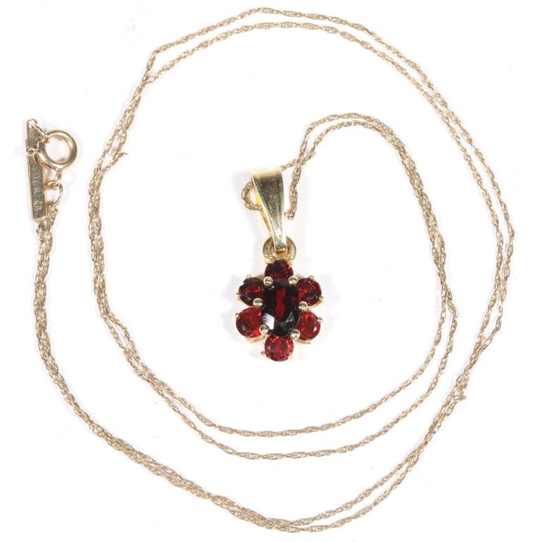 14k yellow gold ruby pendant with necklace