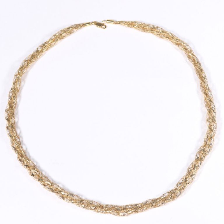 14k yellow gold wire lace choker necklace