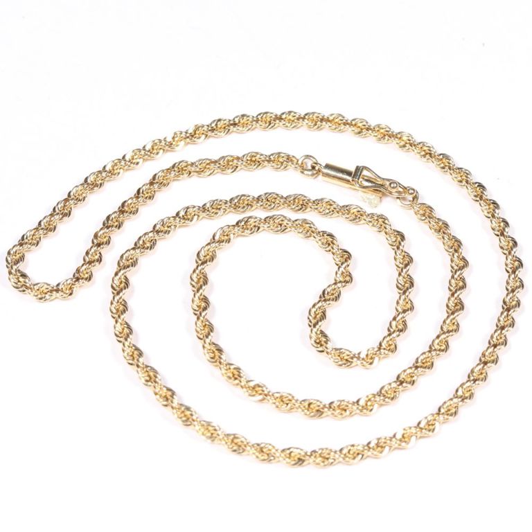 14k yellow gold rope chain necklace