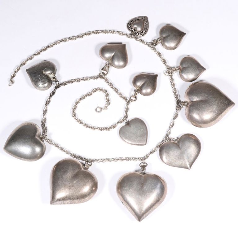 Sterling silver heart charm necklace
