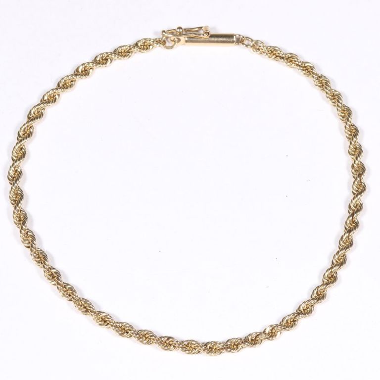14k yellow gold rope chain bracelet