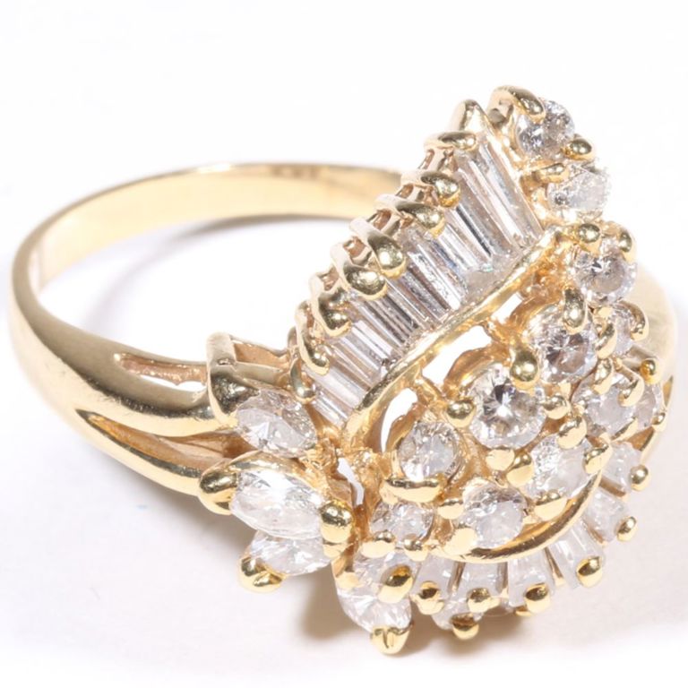 14k yellow gold diamonds cluster ring