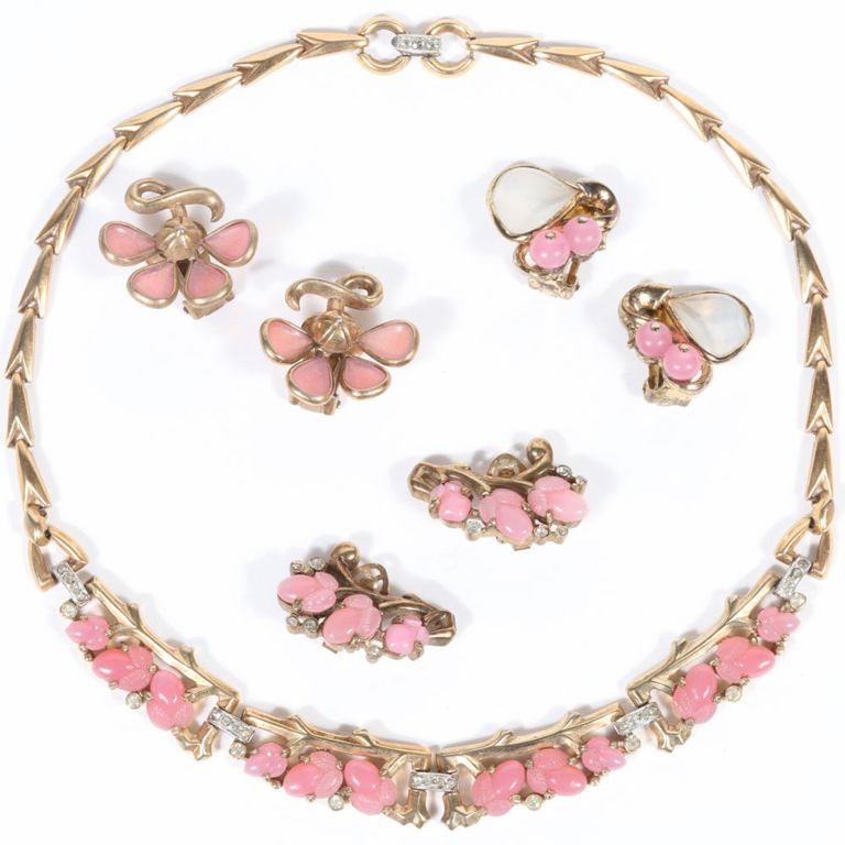 Four piece group of vintage costume jewelry