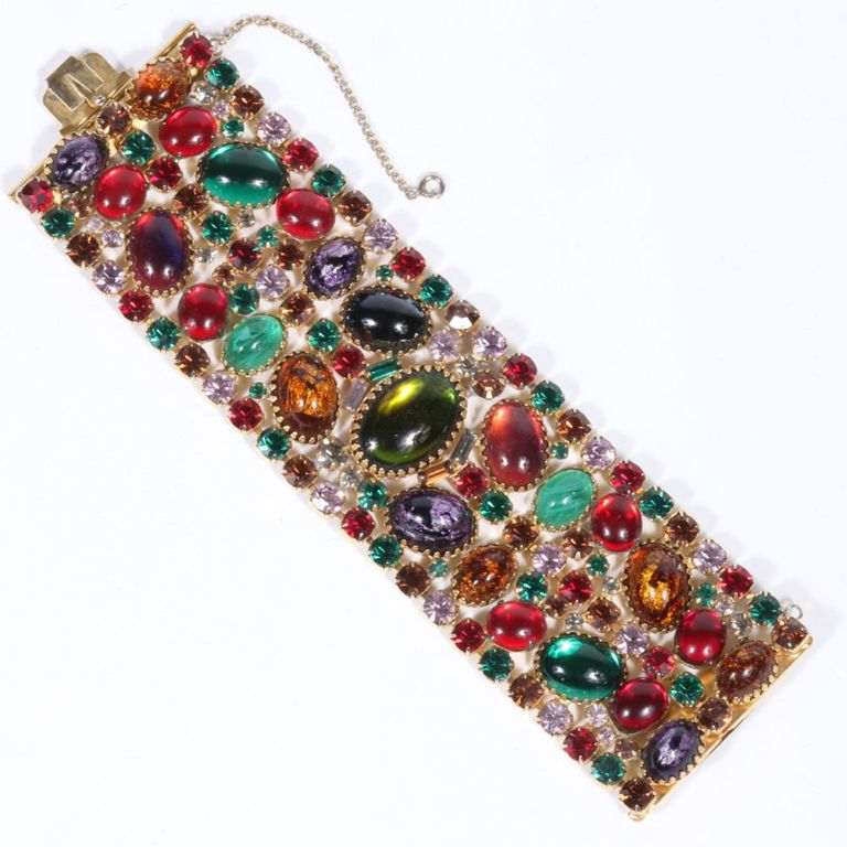 Multicolor glass and rhinestones bracelet