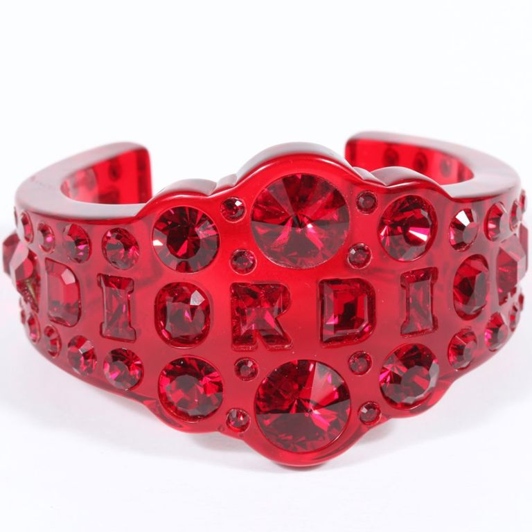Ruby red resin and crystal cuff bracelet