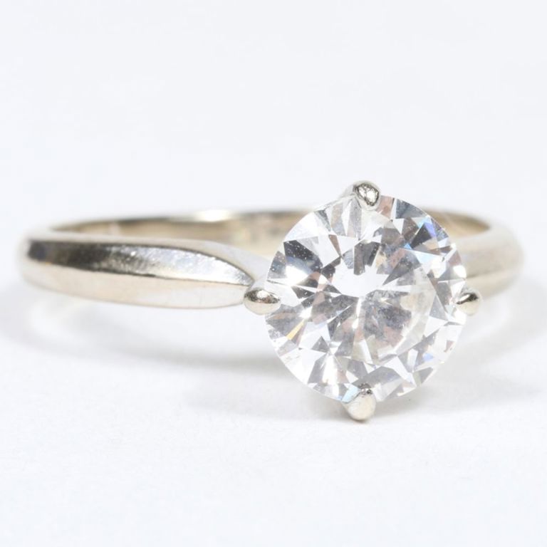 14k white gold diamond solitaire engagement ring