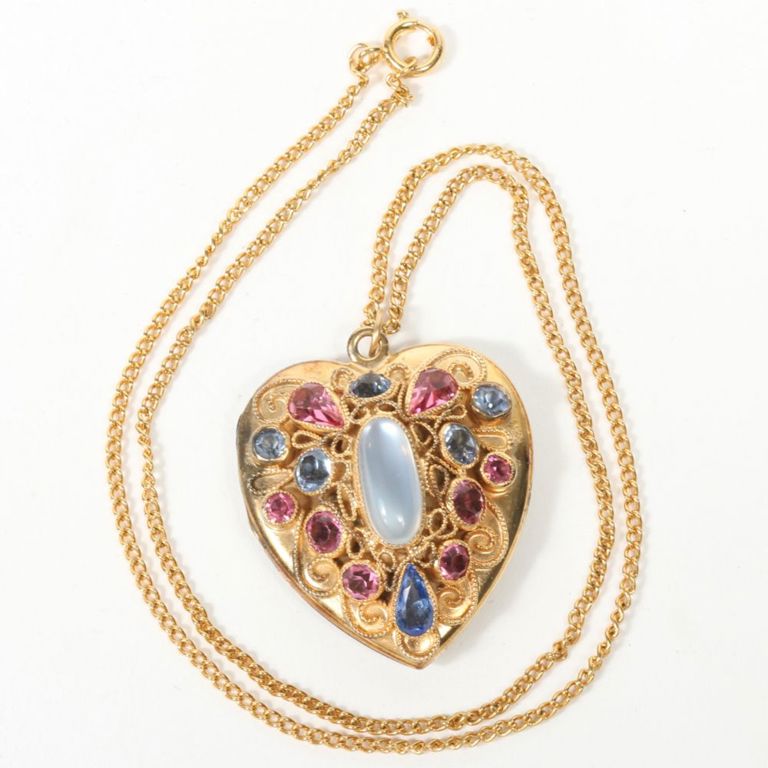 Sterling vermeil heart locket pendant on chain