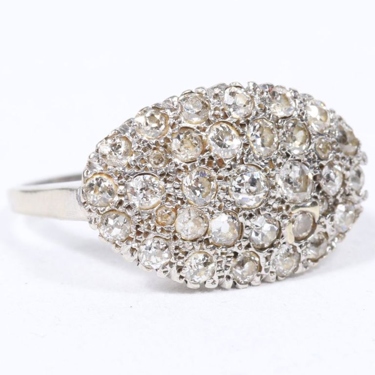 14k white gold diamond cluster ring