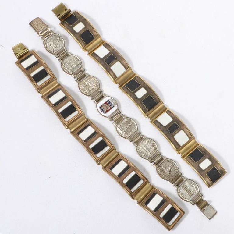 Vintage panel bracelets, three piece group