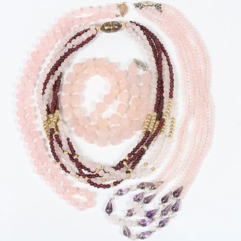 Vintage four piece group of natural stone necklaces