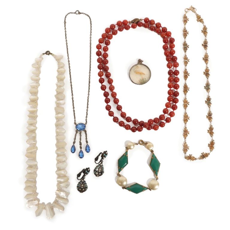 Vintage seven piece costume jewelry group
