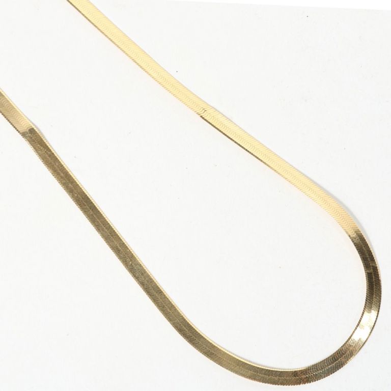 14k yellow gold herringbone chain necklace