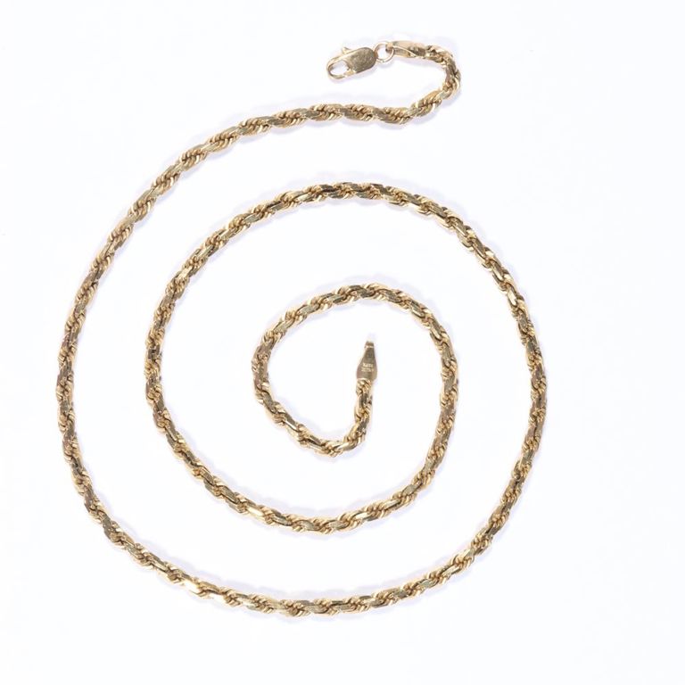 14k yellow gold rope chain necklace