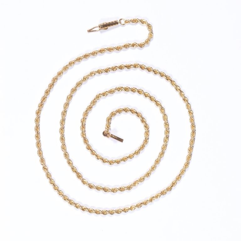 14k yellow gold rope chain necklace
