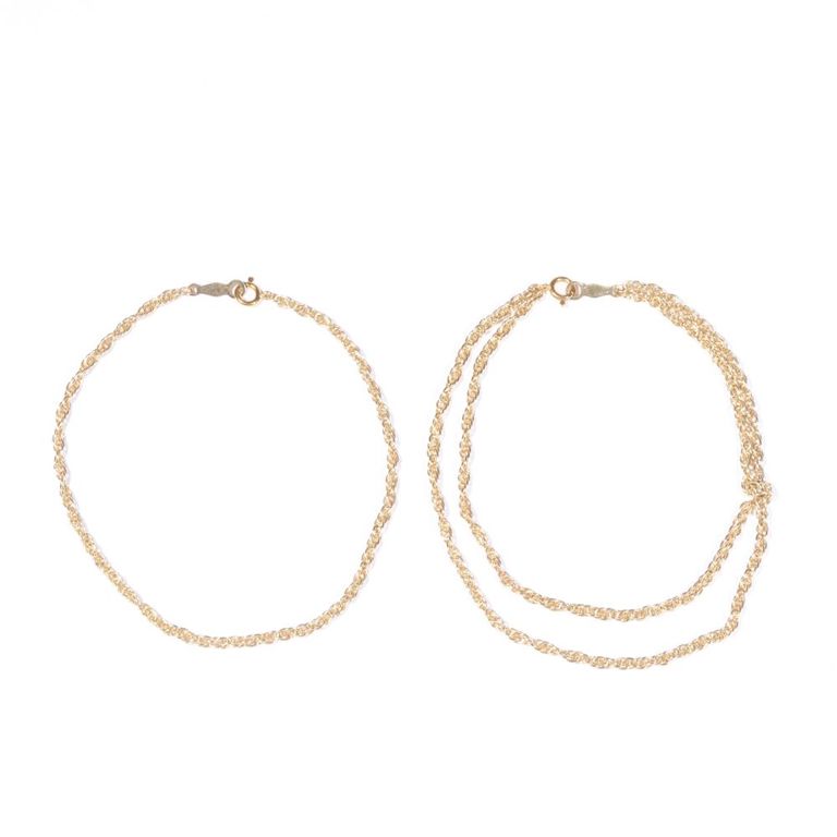 Two 14k yellow gold chain bracelets