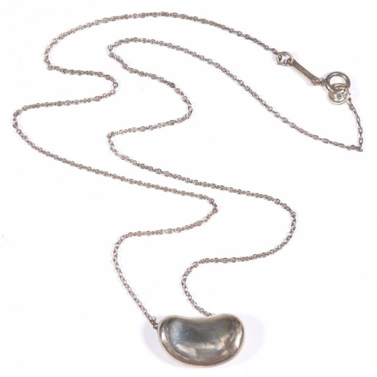 Sterling silver bean pendant on necklace