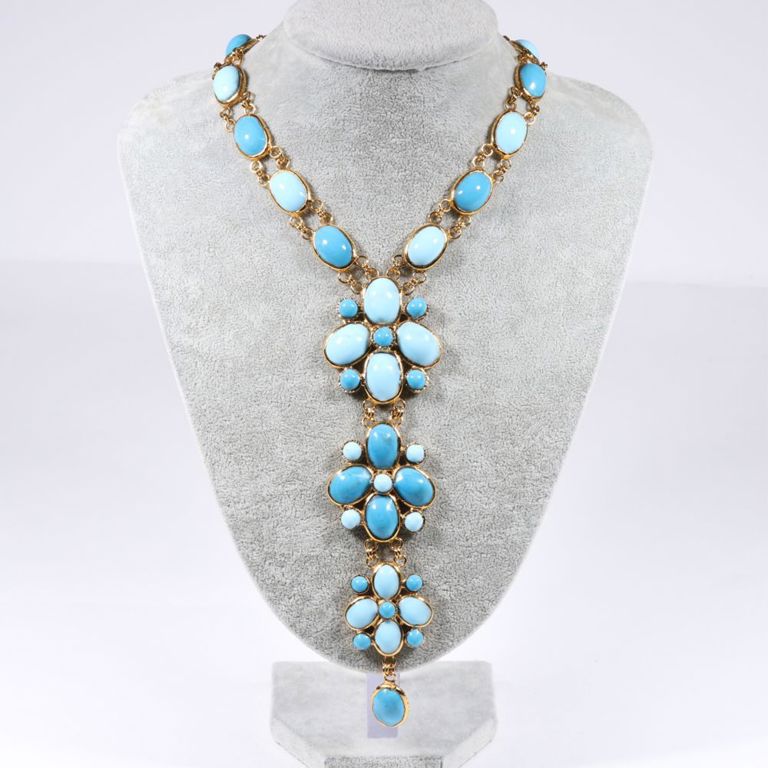 Two-tone blue poured glass necklace