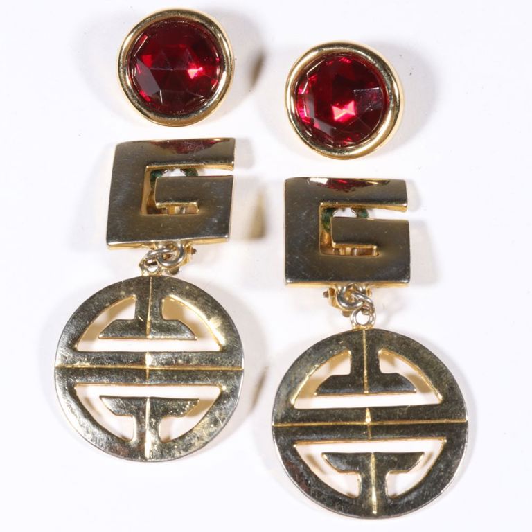 Two pairs of Givenchy designer couture earrings