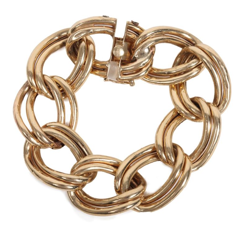 14k yellow gold double open chain link bracelet