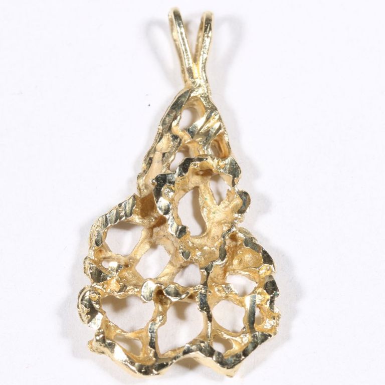 Brutalist style 14k yellow gold pendant