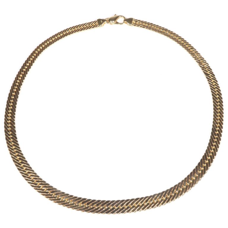14k yellow gold herringbone chain necklace