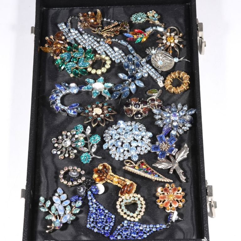 Vintage rhinestone costume jewelry group