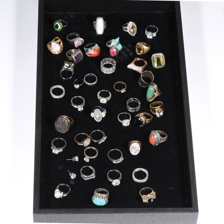 Big box lot of mostly sterling silver rings