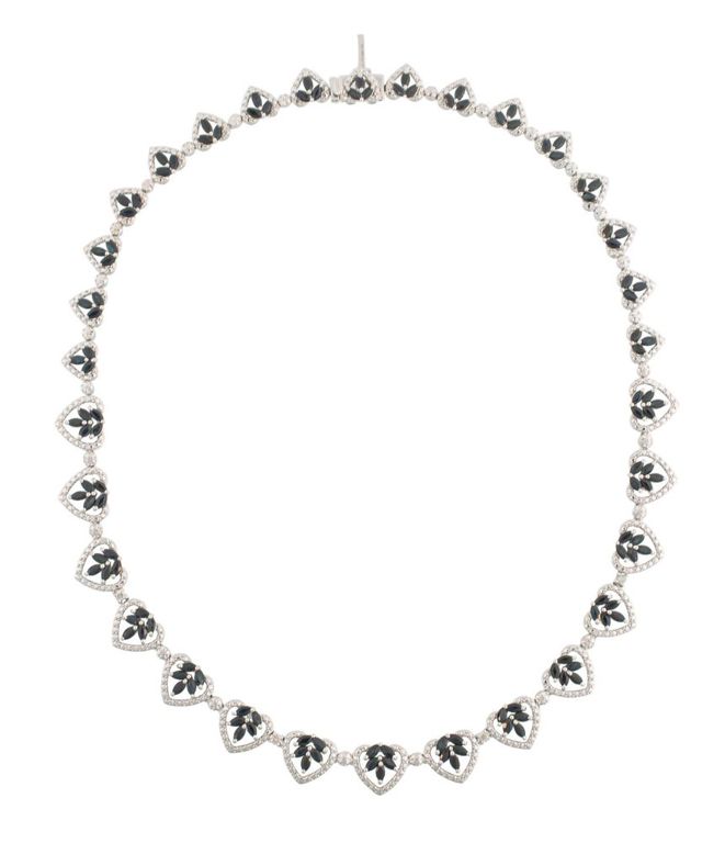Sterling silver sapphire and diamond necklace