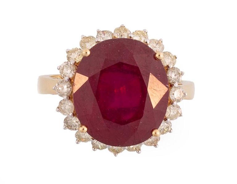 14k yellow gold ruby and diamond ring