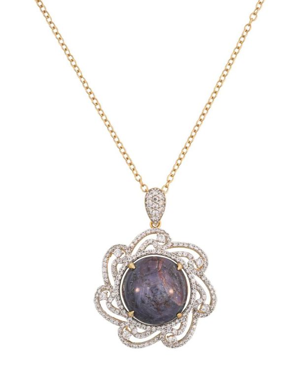 Gold vermeil, sapphire pendant on chain