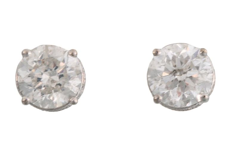 14k white gold and diamond stud earrings