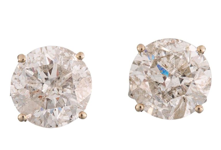 14k white gold and diamond stud earrings