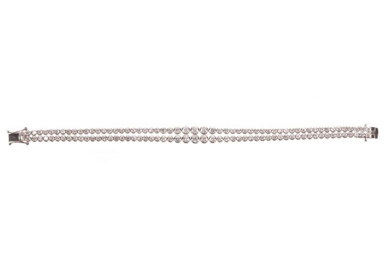 White gold and diamond double strand bracelet