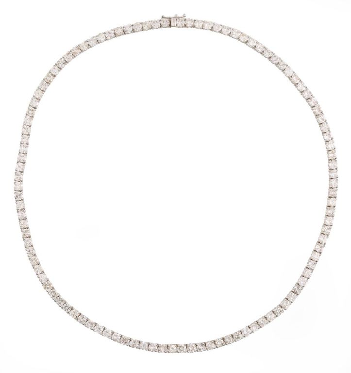 14k white gold and diamond tennis necklace