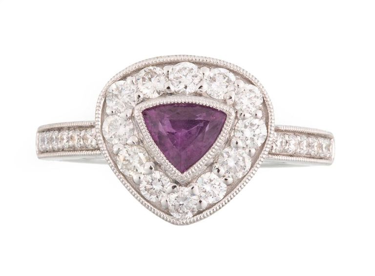 Platinum Kashmir sapphire and diamond ring
