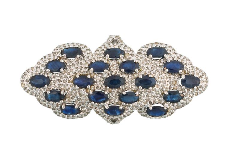 Sterling silver sapphire and diamond ring