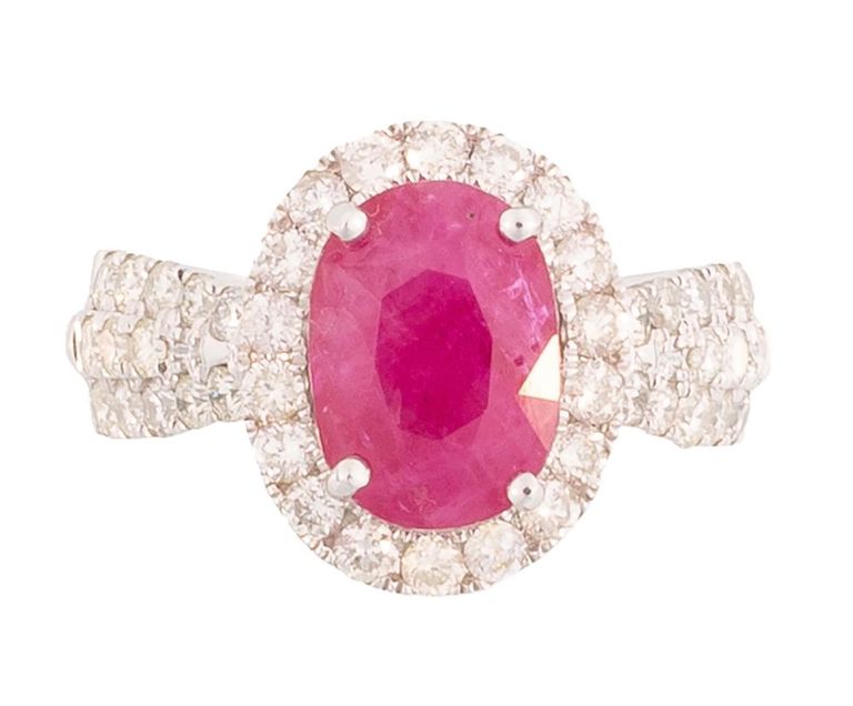 14k white gold ruby and diamond ring
