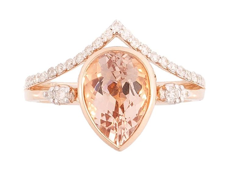 14k rose gold morganite and diamond ring