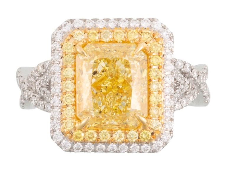 18k white and yellow gold diamonds ring